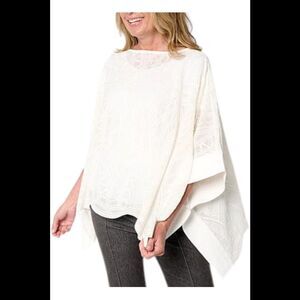 WynneCollection Women's Embroidered Chiffon Poncho Cloud - Regular